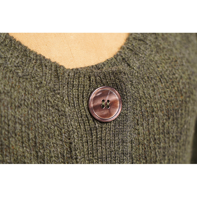 40 NEW $1190 PRADA Runway Olive Long CHUNKY KNIT 100% Wool Sweater CARDIGAN XS