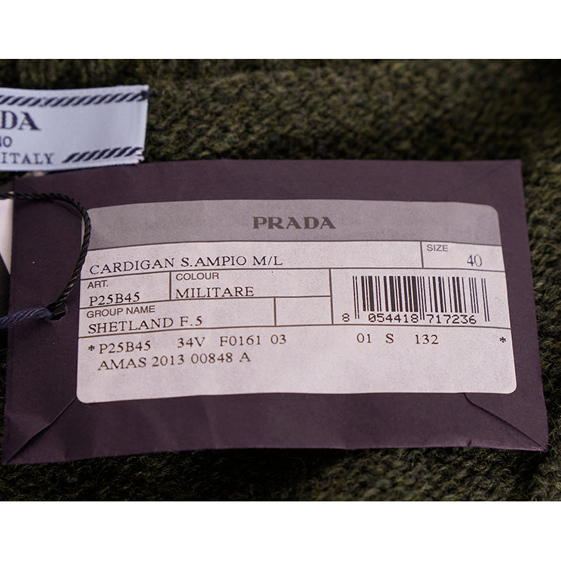 40 NEW $1190 PRADA Runway Olive Long CHUNKY KNIT 100% Wool Sweater CARDIGAN XS