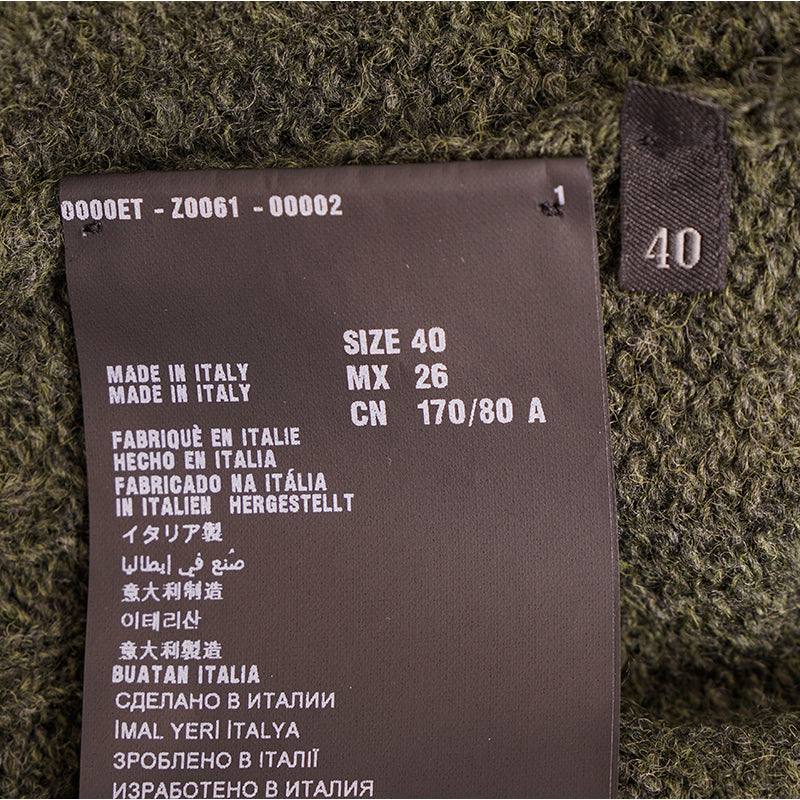 40 NEW $1190 PRADA Runway Olive Long CHUNKY KNIT 100% Wool Sweater CARDIGAN XS