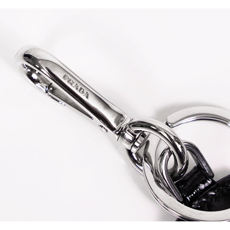 NEW $395 PRADA Black Patent Studded Stiletto HIGH HEEL Bag Charm KEY CHAIN NIB