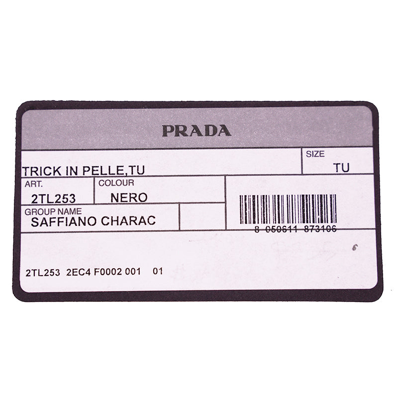 NEW $495 PRADA Preppy LOGO Gray Black SAFFIANO LEATHER Trick KEYRING BAG CHARM