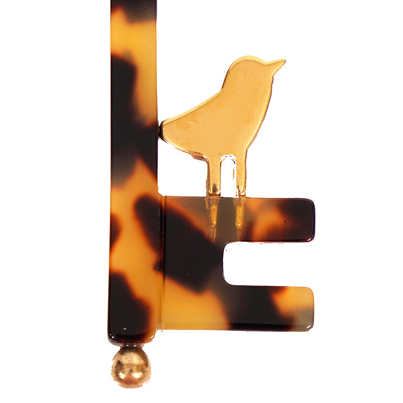 NEW $440 PRADA RUNWAY Gold Tone Metal BIRD Faux Tortoise SKELETON KEY KEYRING