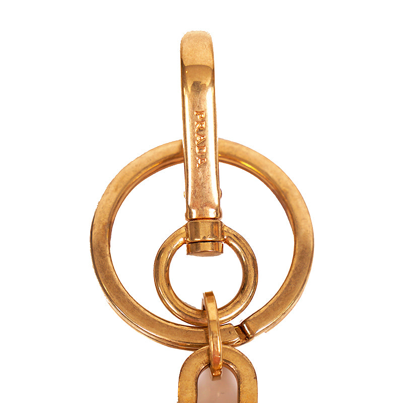 NEW $440 PRADA RUNWAY Gold Tone Metal BIRD Faux Tortoise SKELETON KEY KEYRING