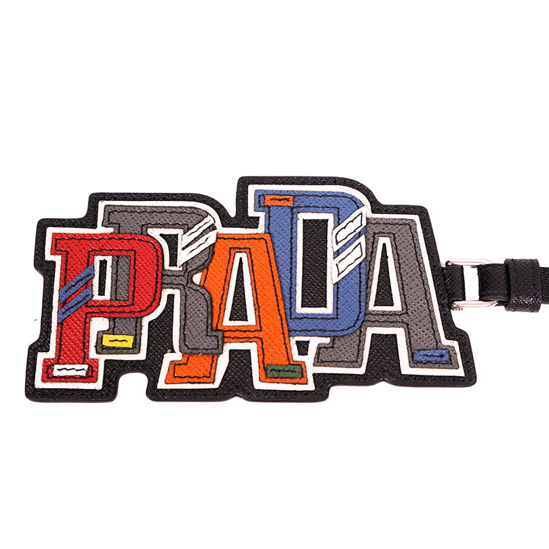 NEW $495 PRADA Preppy LOGO Multicolor SAFFIANO LEATHER Trick KEYRING BAG CHARM