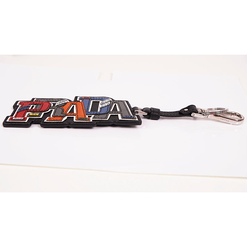 NEW $495 PRADA Preppy LOGO Multicolor SAFFIANO LEATHER Trick KEYRING BAG CHARM