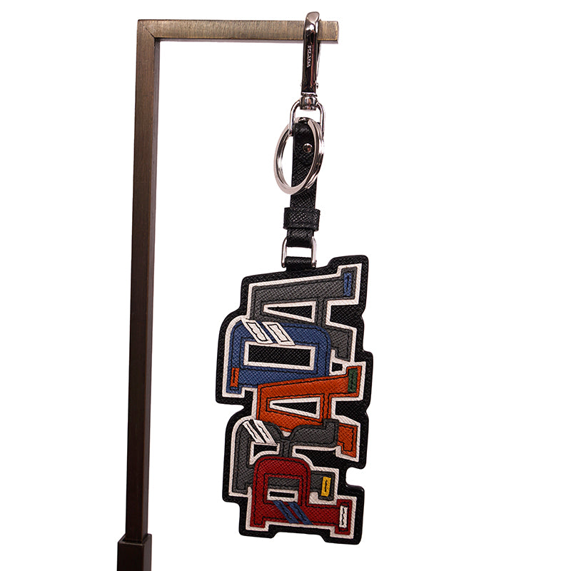 NEW $495 PRADA Preppy LOGO Multicolor SAFFIANO LEATHER Trick KEYRING BAG CHARM