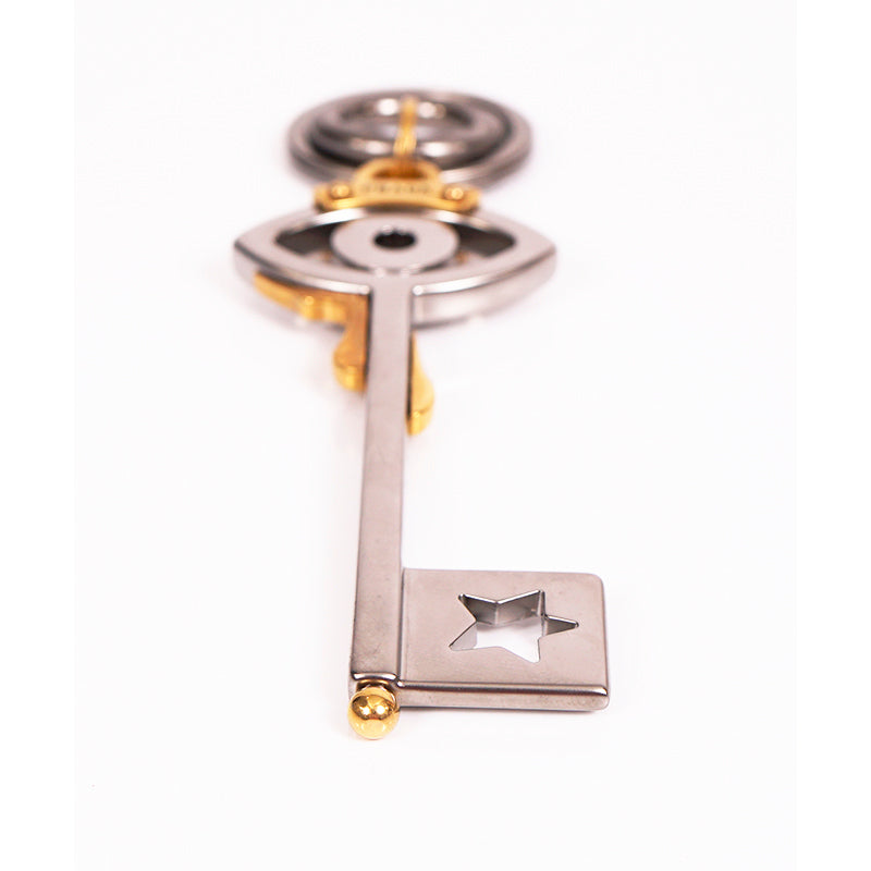 NEW $440 PRADA RUNWAY Silver Tone Metal EYE w/ TEARDROPS SKELETON KEY KEYRING