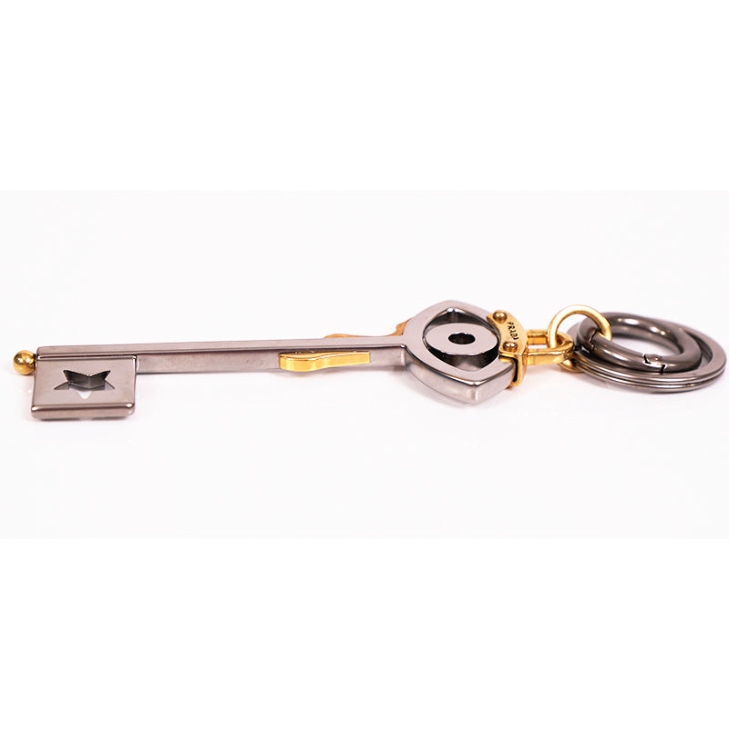 NEW $440 PRADA RUNWAY Silver Tone Metal EYE w/ TEARDROPS SKELETON KEY KEYRING