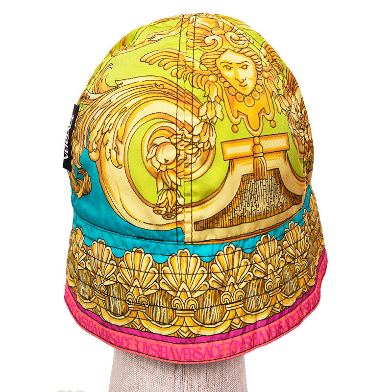sz 57/58 NEW $625 VERSACE BAROCCO GODDESS Reversible La Greca Logo Nylon BUCKET HAT