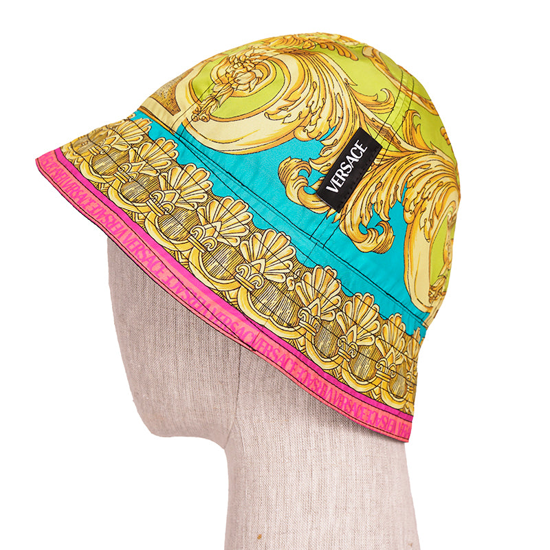 sz 57/58 NEW $625 VERSACE BAROCCO GODDESS Reversible La Greca Logo Nylon BUCKET HAT