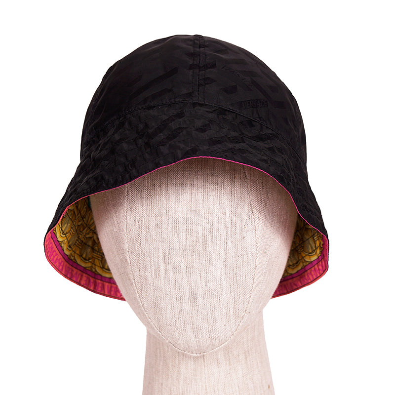 sz 57/58 NEW $625 VERSACE BAROCCO GODDESS Reversible La Greca Logo Nylon BUCKET HAT