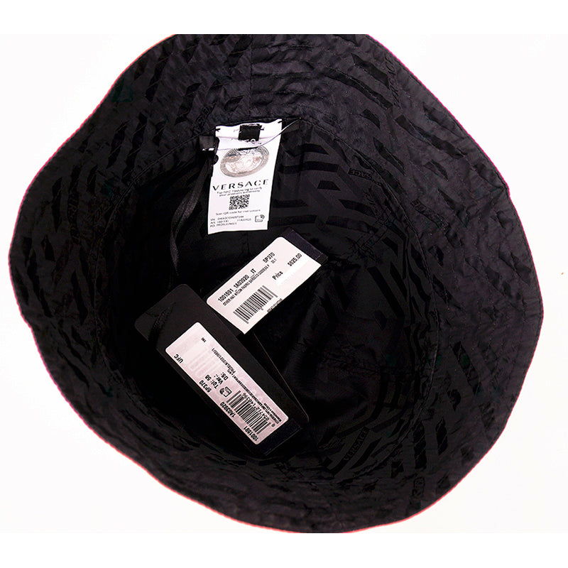 sz 57/58 NEW $625 VERSACE BAROCCO GODDESS Reversible La Greca Logo Nylon BUCKET HAT
