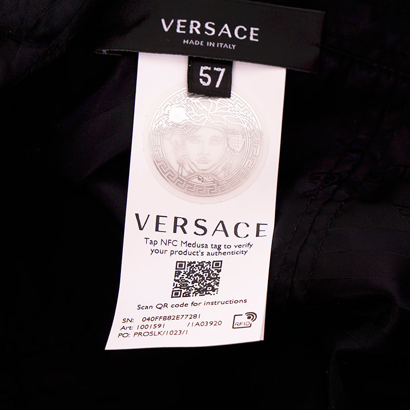 sz 57/58 NEW $625 VERSACE BAROCCO GODDESS Reversible La Greca Logo Nylon BUCKET HAT