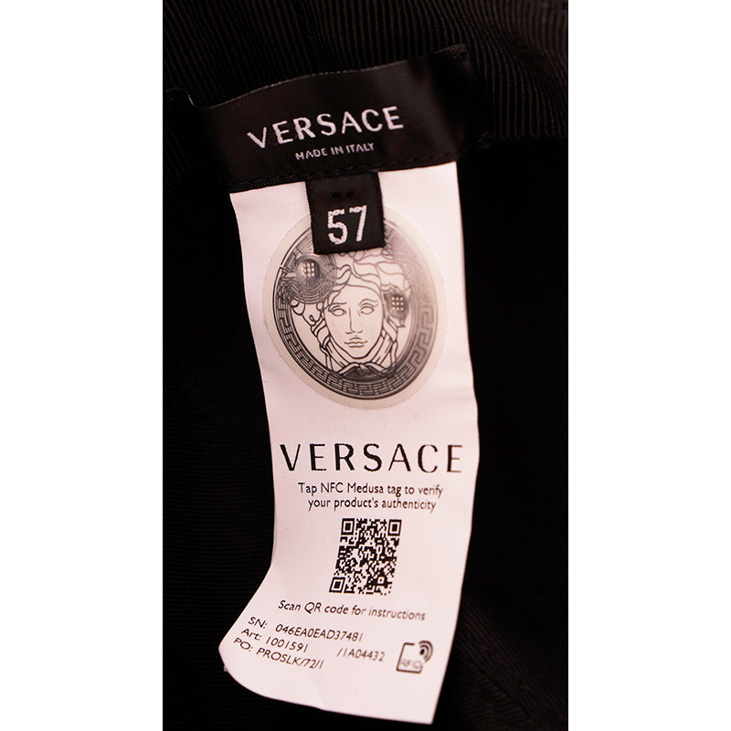 sz 57/58/59/60 NEW $625 VERSACE Ventagli BAROQUE FLORAL FAN PRINT Logo Nylon BUCKET HAT