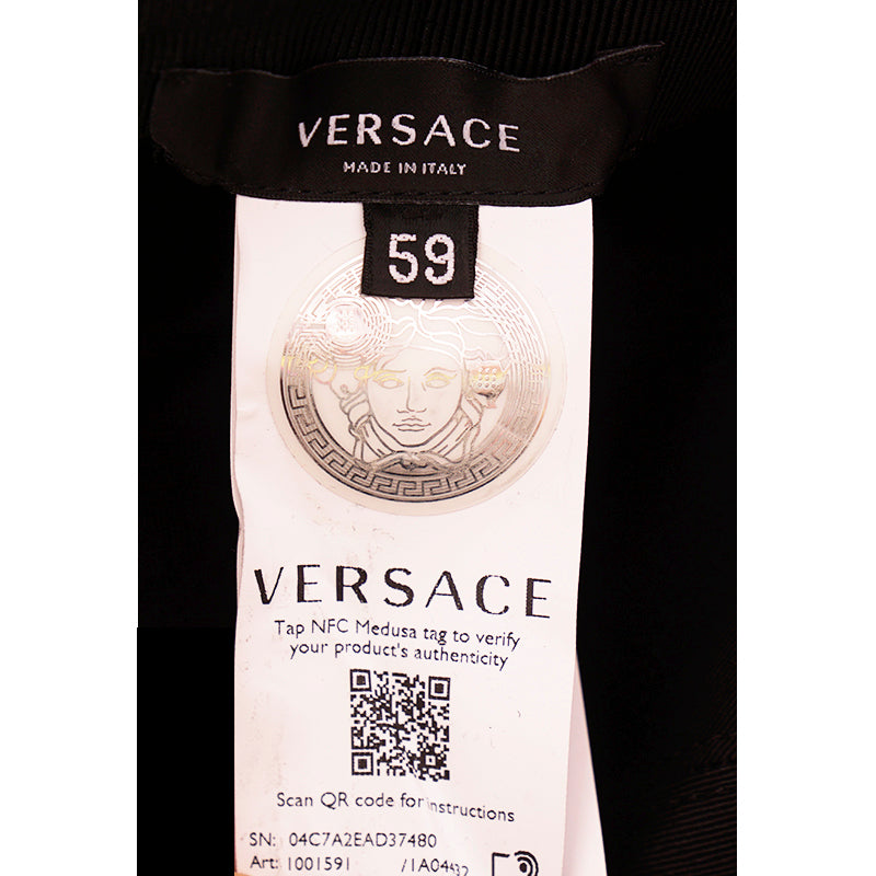 sz 57/58/59/60 NEW $625 VERSACE Ventagli BAROQUE FLORAL FAN PRINT Logo Nylon BUCKET HAT
