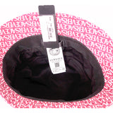 57/58 M NEW $475 VERSACE Pink Cotton ALLOVER LOGO Signature Print Unisex BUCKET HAT