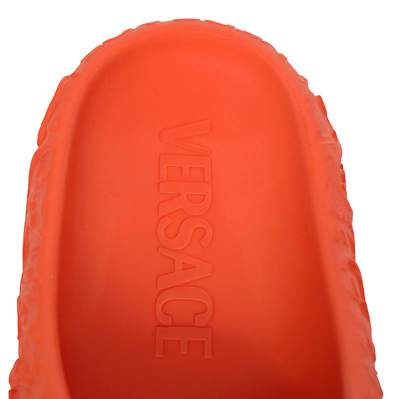 42 43 45 NEW $525 VERSACE Men's Orange BAROCCO 3D MEDUSA LOGO Pool SLIDE SANDALS