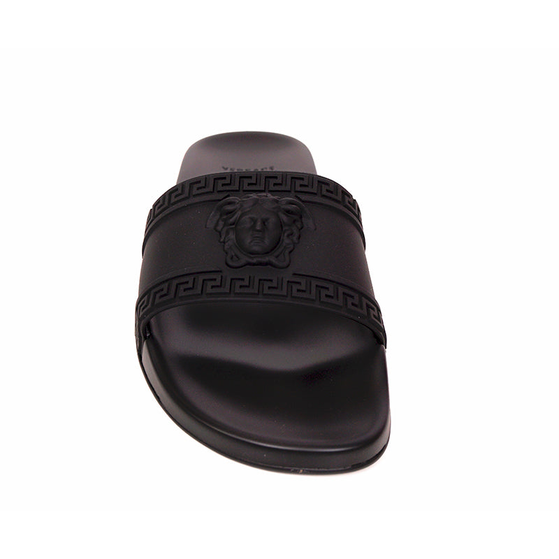 38 US 5 NEW $450 VERSACE Men's Black MEDUSA LOGO Palazzo Pool SLIDE SANDALS NIB