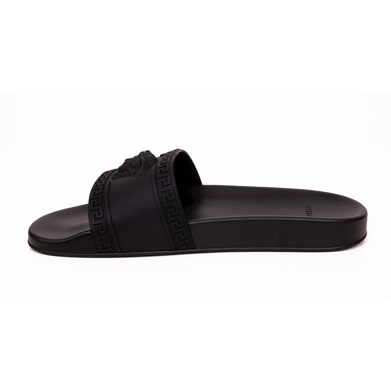 38 US 5 NEW $450 VERSACE Men's Black MEDUSA LOGO Palazzo Pool SLIDE SANDALS NIB