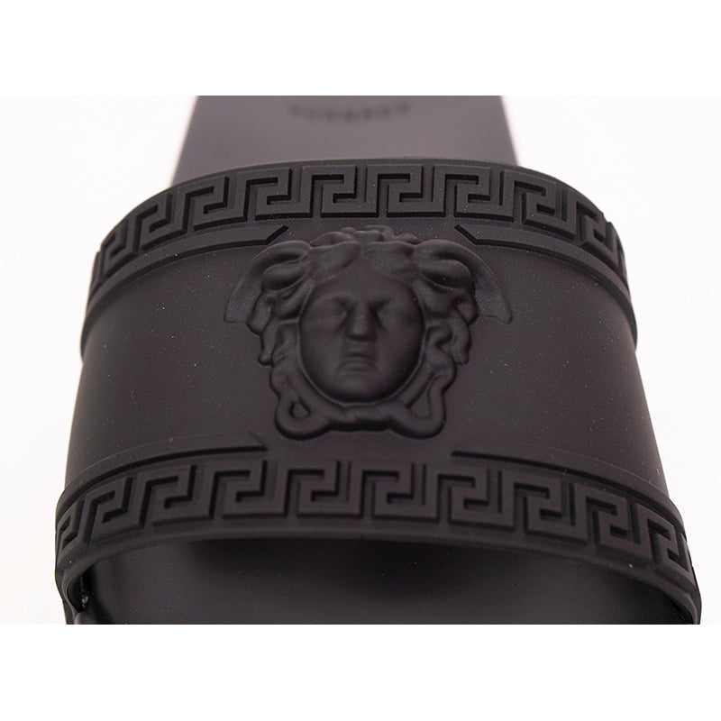 38 US 5 NEW $450 VERSACE Men's Black MEDUSA LOGO Palazzo Pool SLIDE SANDALS NIB