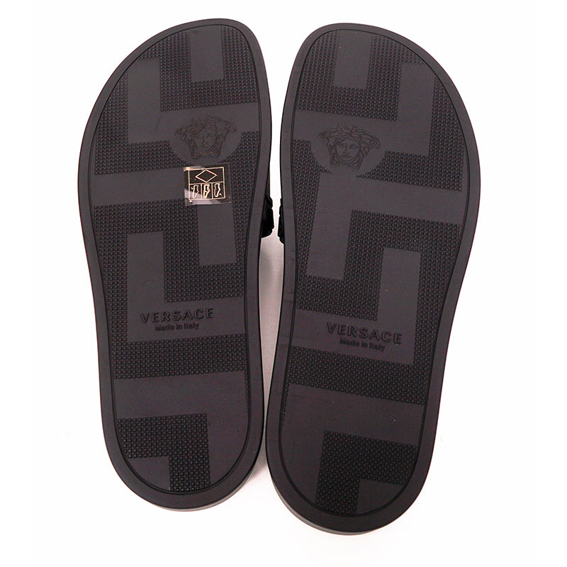 38 US 5 NEW $450 VERSACE Men's Black MEDUSA LOGO Palazzo Pool SLIDE SANDALS NIB