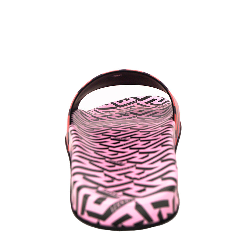 37 & 38 NEW $450 VERSACE Woman's Orange & Pink LA GRECA Logo Pool Slides SANDALS NIB