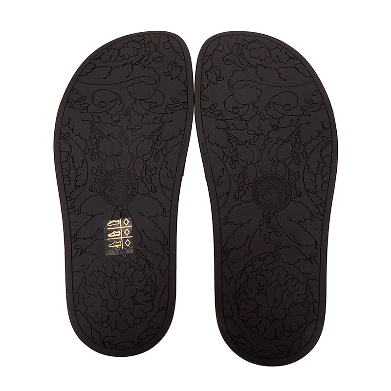 37 & 38 NEW $450 VERSACE Woman's Orange & Pink LA GRECA Logo Pool Slides SANDALS NIB