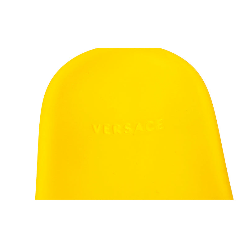 37 & 38 NEW $450 VERSACE Woman's Yellow Pool Slides GOLD MEDUSA Logo Palazzo SANDALS