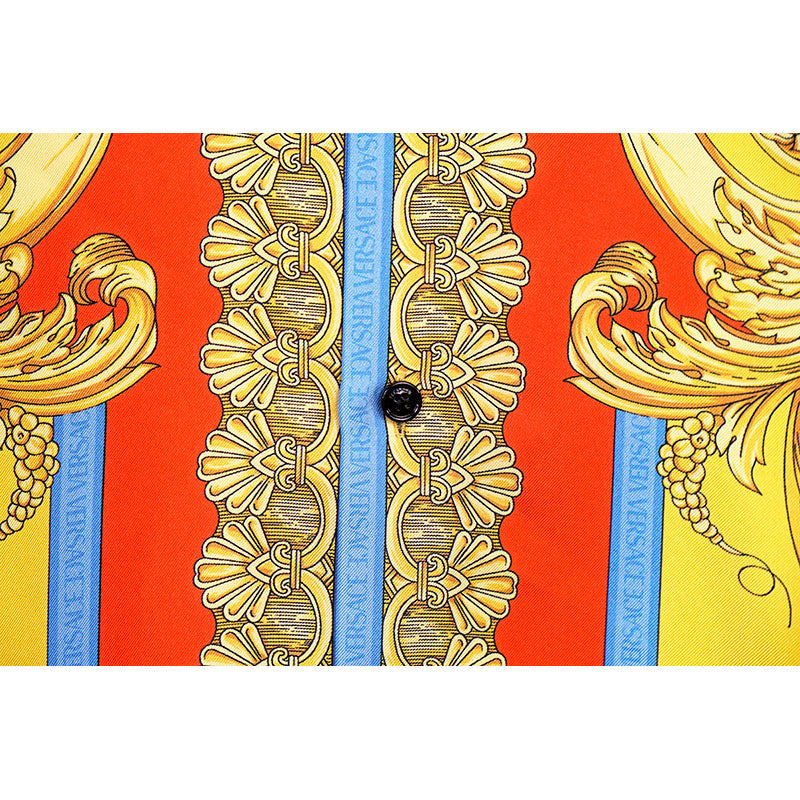 48 & 52 NEW $1,575 VERSACE Men's Yellow BAROCCO GODDESS BAROQUE Silk Twill SHIRT