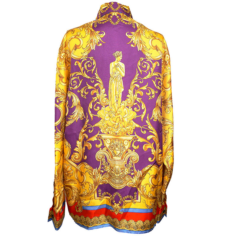 48 & 52 NEW $1,575 VERSACE Men's Yellow BAROCCO GODDESS BAROQUE Silk Twill SHIRT