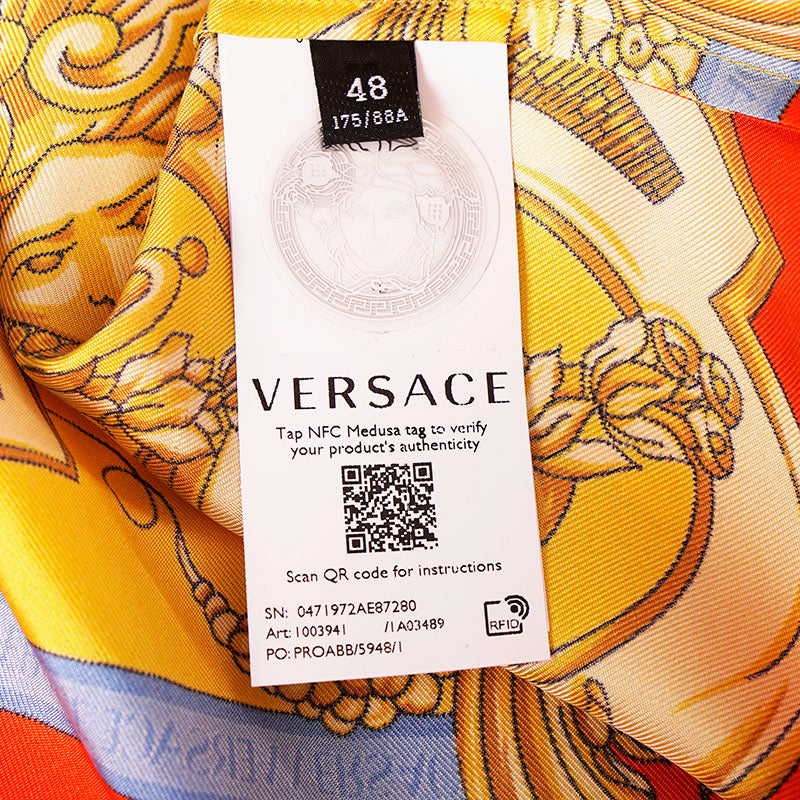 48 & 52 NEW $1,575 VERSACE Men's Yellow BAROCCO GODDESS BAROQUE Silk Twill SHIRT