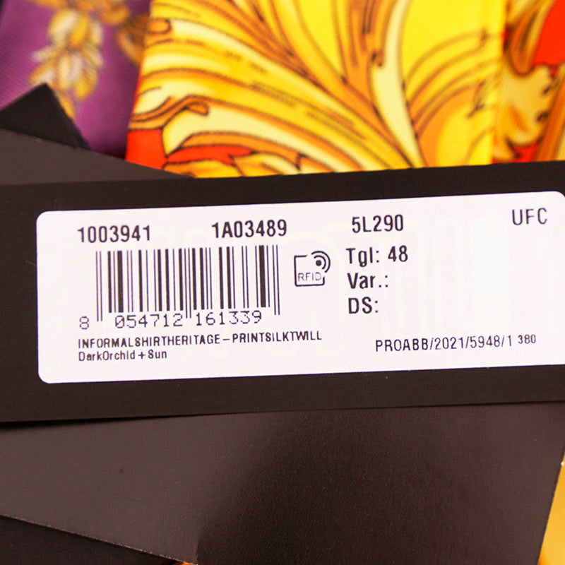 48 & 52 NEW $1,575 VERSACE Men's Yellow BAROCCO GODDESS BAROQUE Silk Twill SHIRT