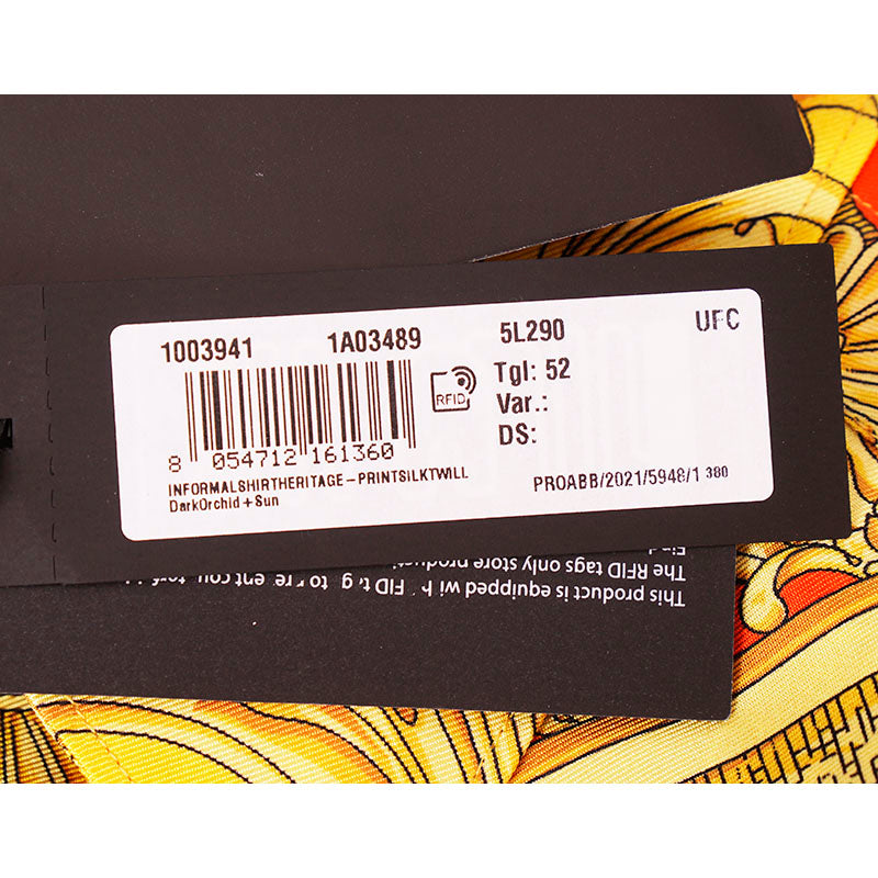48 & 52 NEW $1,575 VERSACE Men's Yellow BAROCCO GODDESS BAROQUE Silk Twill SHIRT
