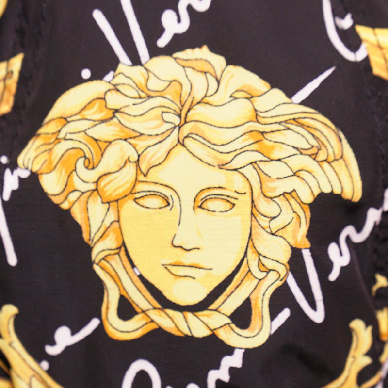 58 M NEW $500 VERSACE Black Nylon MEDUSA LOGO Barocco Signature Print BUCKET HAT