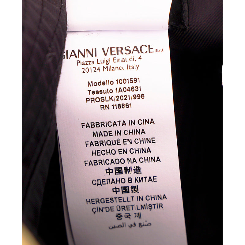 58 M NEW $500 VERSACE Black Nylon MEDUSA LOGO Barocco Signature Print BUCKET HAT
