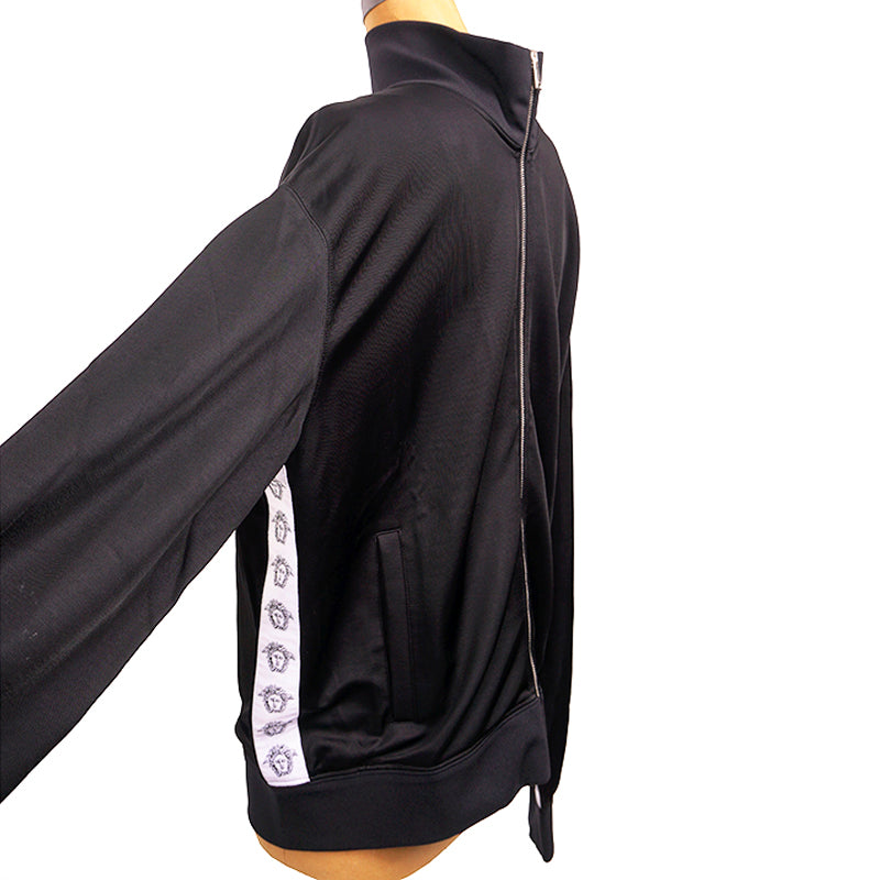 XXL NEW $1295 VERSACE Men Black MEDUSA HEAD LOGO SIDE STRIPE Track Sporty JACKET