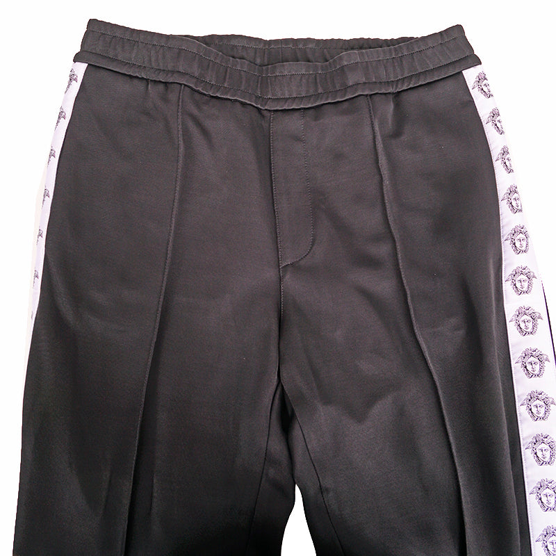 L & XL NEW $895 VERSACE Men's Black MEDUSA HEAD LOGO SIDE STRIPE Track Sporty PANTS