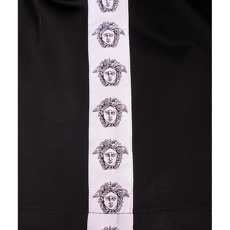 L & XL NEW $895 VERSACE Men's Black MEDUSA HEAD LOGO SIDE STRIPE Track Sporty PANTS