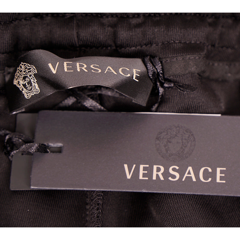 L & XL NEW $895 VERSACE Men's Black MEDUSA HEAD LOGO SIDE STRIPE Track Sporty PANTS