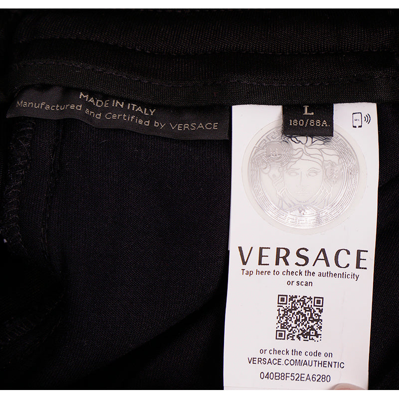 L & XL NEW $895 VERSACE Men's Black MEDUSA HEAD LOGO SIDE STRIPE Track Sporty PANTS