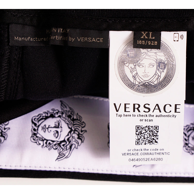 L & XL NEW $895 VERSACE Men's Black MEDUSA HEAD LOGO SIDE STRIPE Track Sporty PANTS