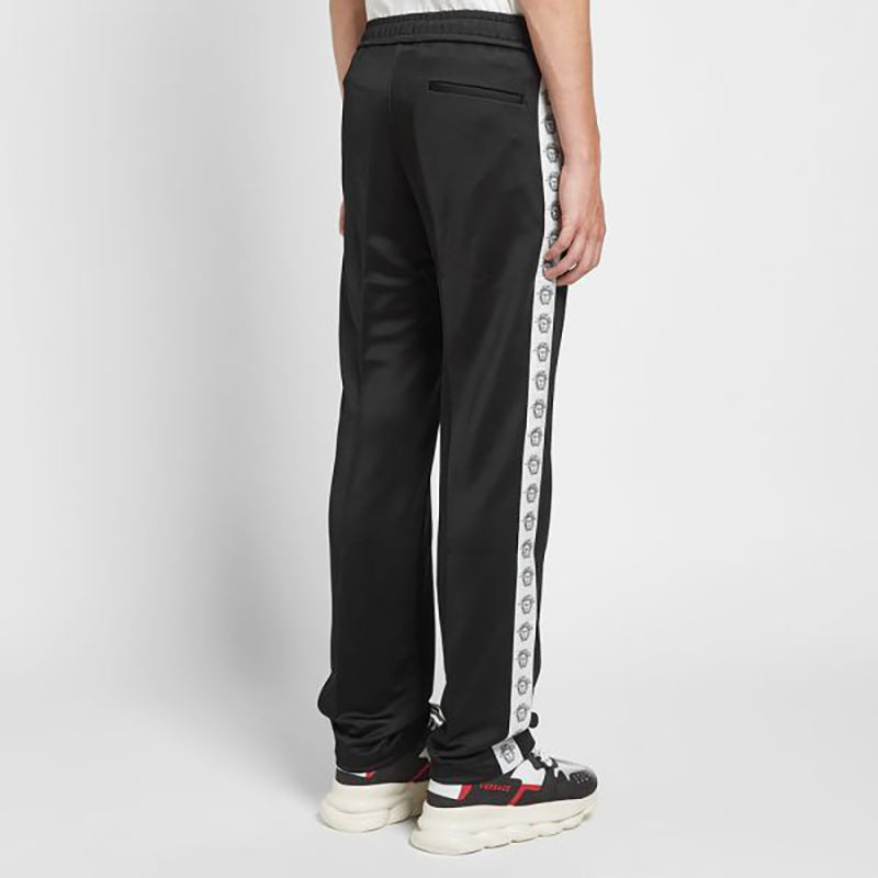 L & XL NEW $895 VERSACE Men's Black MEDUSA HEAD LOGO SIDE STRIPE Track Sporty PANTS