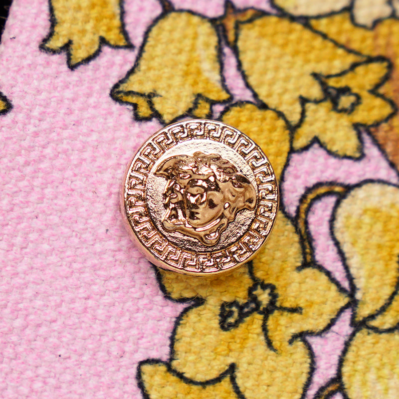 37 & 38 NEW $550 VERSACE Pink Yellow BAROCCO FLORAL LOGO Espadrille SUMMER FLATS NIB