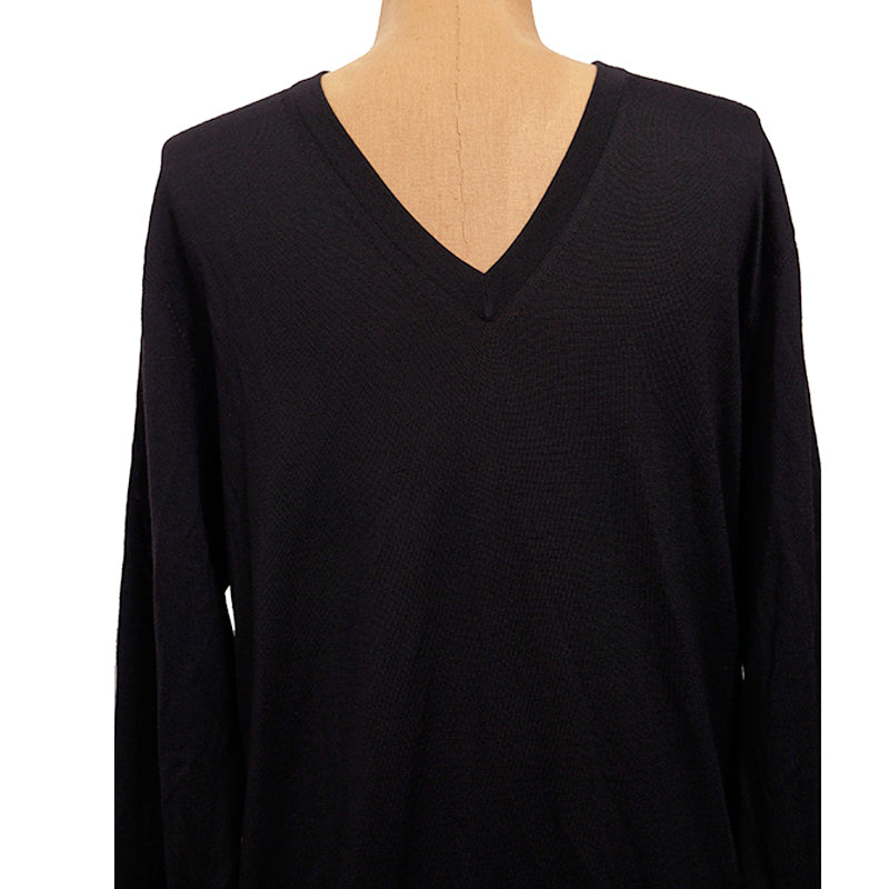 48 M NEW $925 VERSACE Men's Black 100% WOOL Thin Knit V Neck MEDUSA LOGO SWEATER