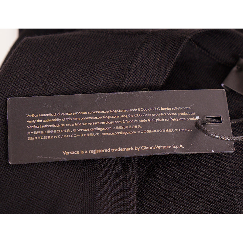 48 M NEW $925 VERSACE Men's Black 100% WOOL Thin Knit V Neck MEDUSA LOGO SWEATER