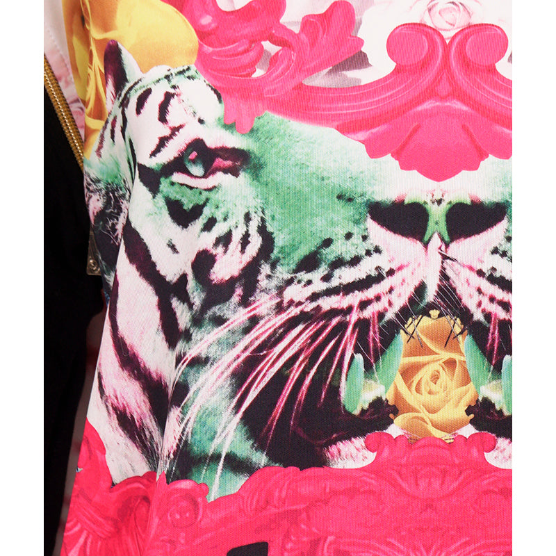 M NEW $595 VERSACE JEANS Woman TIGER LOGO Zipper REMOVABLE Arms SWEATSHIRT TOP