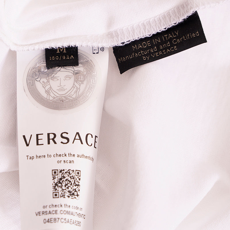 sz S NEW $650 VERSACE Men's HARNESS BONDAGE PRINT Medusa Logo Crew Neck T-SHIRT