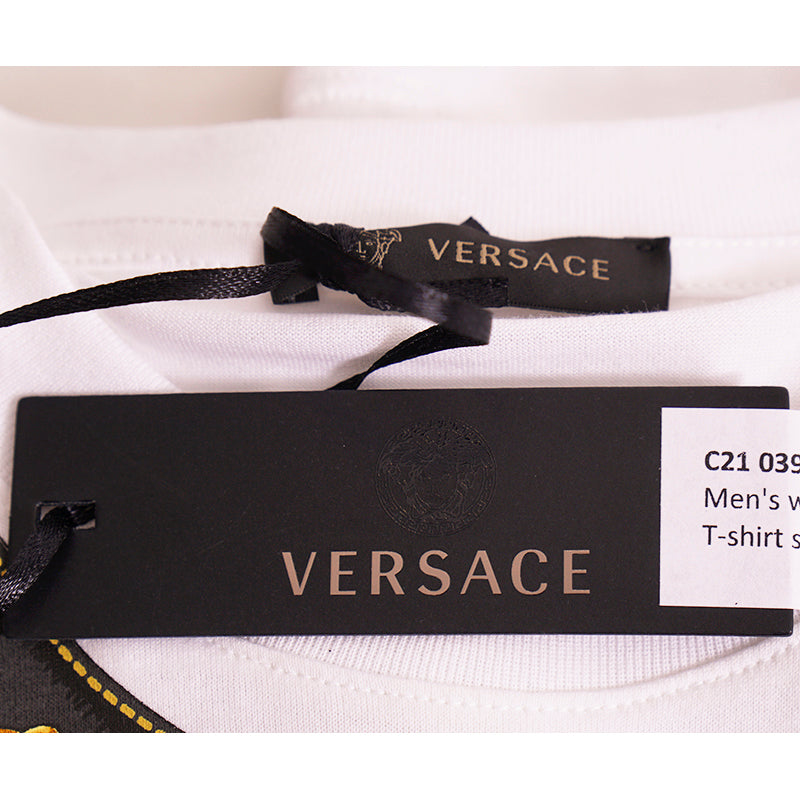 sz S NEW $650 VERSACE Men's HARNESS BONDAGE PRINT Medusa Logo Crew Neck T-SHIRT