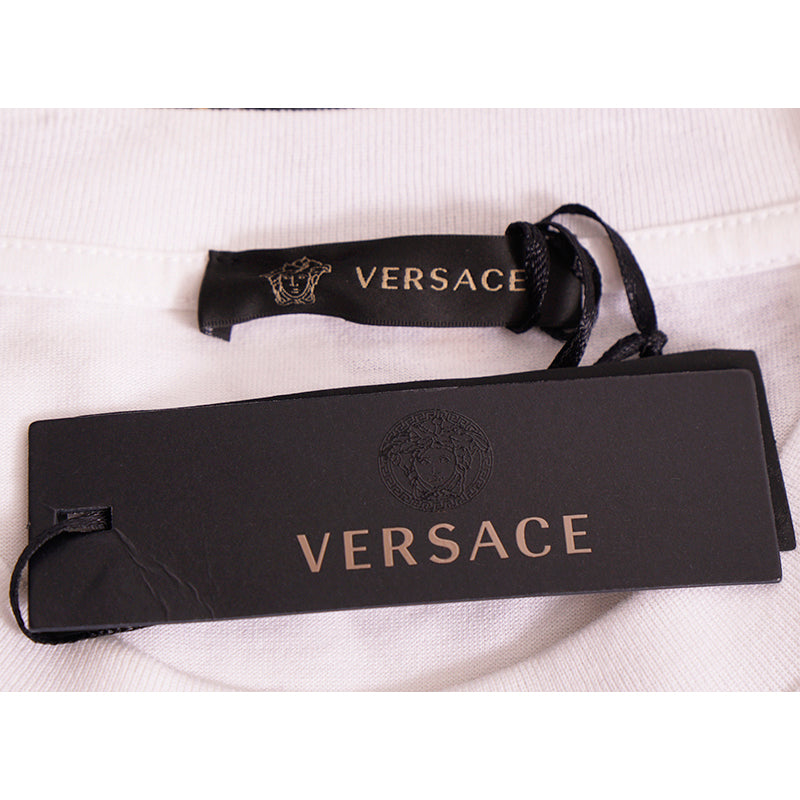 sz S NEW $650 VERSACE Men's HARNESS BONDAGE PRINT Medusa Logo Crew Neck T-SHIRT