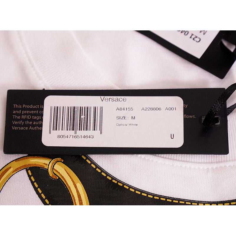 sz S NEW $650 VERSACE Men's HARNESS BONDAGE PRINT Medusa Logo Crew Neck T-SHIRT